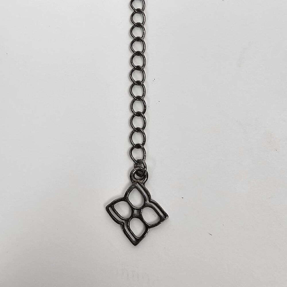 BCBGMaxAzria Statement Necklace Bead Bib Chunky Gunmetal Tone Crystal Rhinestone - Picture 7 of 9